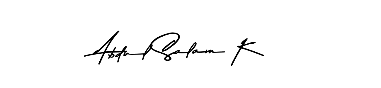 The best way (Asem Kandis PERSONAL USE) to make a short signature is to pick only two or three words in your name. The name Abdul Salam K include a total of six letters. For converting this name. Abdul Salam K signature style 9 images and pictures png