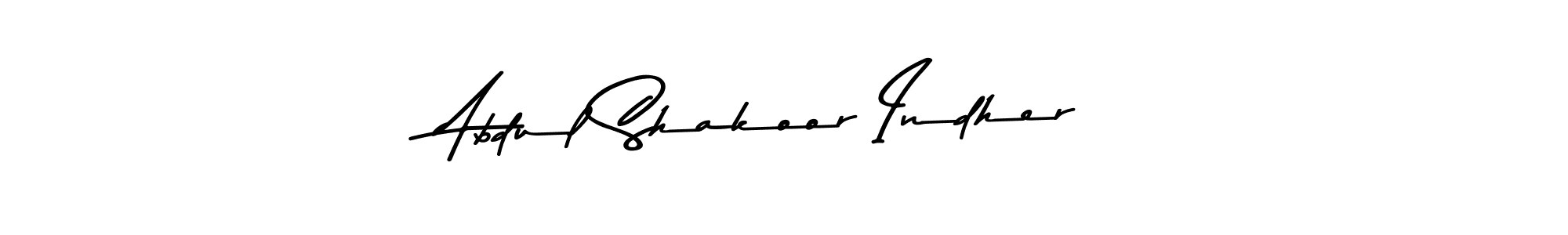 The best way (Asem Kandis PERSONAL USE) to make a short signature is to pick only two or three words in your name. The name Abdul Shakoor Indher include a total of six letters. For converting this name. Abdul Shakoor Indher signature style 9 images and pictures png