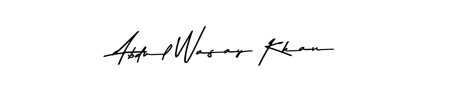 How to make Abdul Wasay Khan name signature. Use Asem Kandis PERSONAL USE style for creating short signs online. This is the latest handwritten sign. Abdul Wasay Khan signature style 9 images and pictures png