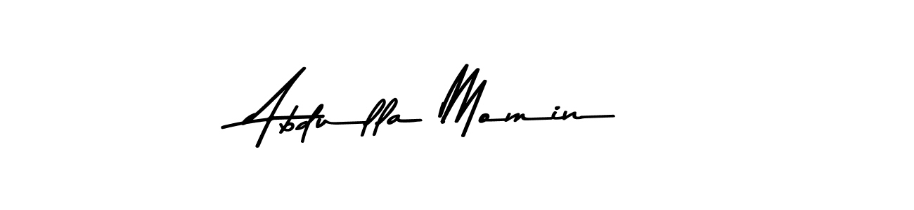 How to make Abdulla Momin name signature. Use Asem Kandis PERSONAL USE style for creating short signs online. This is the latest handwritten sign. Abdulla Momin signature style 9 images and pictures png