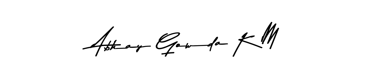 How to make Abhay Gowda K M name signature. Use Asem Kandis PERSONAL USE style for creating short signs online. This is the latest handwritten sign. Abhay Gowda K M signature style 9 images and pictures png