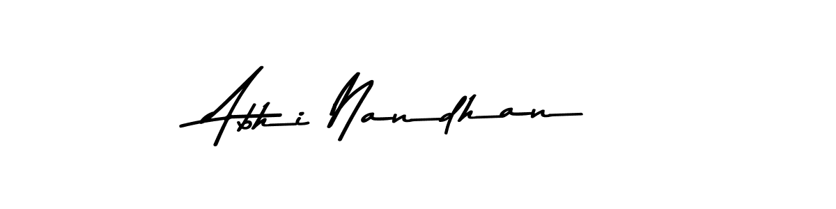 The best way (Asem Kandis PERSONAL USE) to make a short signature is to pick only two or three words in your name. The name Abhi Nandhan include a total of six letters. For converting this name. Abhi Nandhan signature style 9 images and pictures png