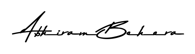 The Asem Kandis PERSONAL USE typeface gives name Abhiram Behera a refined look. Suitable for certificates, diplomas, and official verification. Abhiram Behera signature style 9 images and pictures png