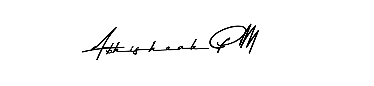 Create a beautiful signature design for name Abhisheak P M. With this signature (Asem Kandis PERSONAL USE) fonts, you can make a handwritten signature for free. Abhisheak P M signature style 9 images and pictures png