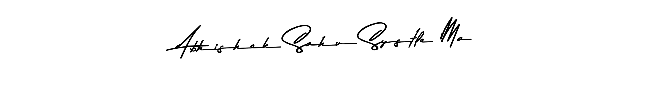 This is the best signature style for the Abhishek Sahu Systle Ma name. Also you like these signature font (Asem Kandis PERSONAL USE). Mix name signature. Abhishek Sahu Systle Ma signature style 9 images and pictures png