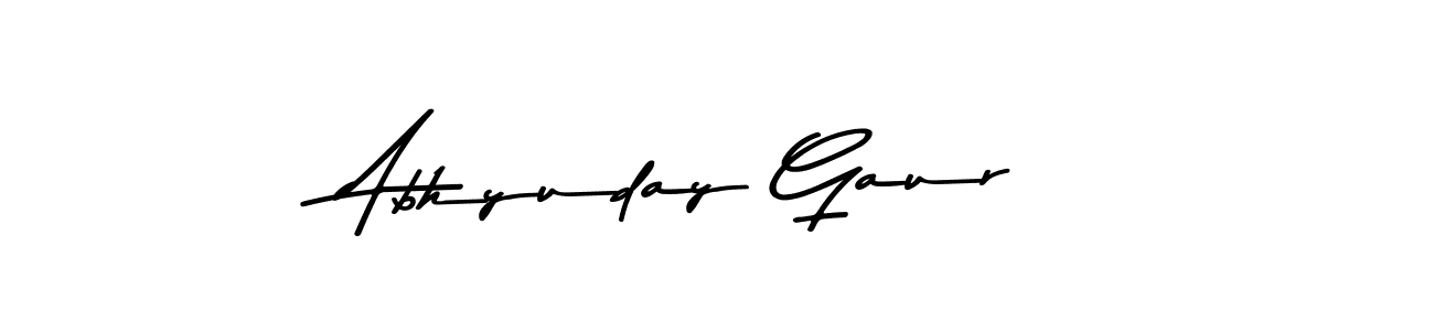 Make a beautiful signature design for name Abhyuday Gaur. With this signature (Asem Kandis PERSONAL USE) style, you can create a handwritten signature for free. Abhyuday Gaur signature style 9 images and pictures png