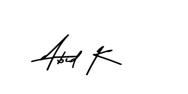 How to make Abid K name signature. Use Asem Kandis PERSONAL USE style for creating short signs online. This is the latest handwritten sign. Abid K signature style 9 images and pictures png