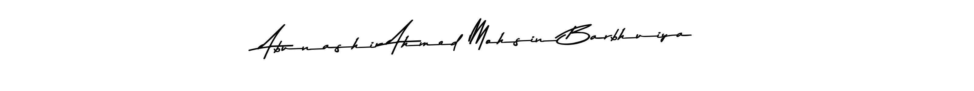 The best way (Asem Kandis PERSONAL USE) to make a short signature is to pick only two or three words in your name. The name Abunashir Ahmed Mohsin Barbhuiya include a total of six letters. For converting this name. Abunashir Ahmed Mohsin Barbhuiya signature style 9 images and pictures png