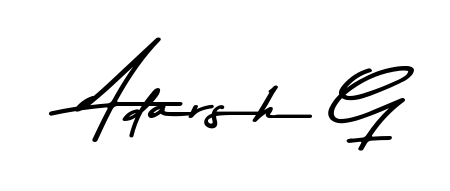 A sleek calligraphic signature for name Adarsh G utilizing Asem Kandis PERSONAL USE styling. Great for adding personal signatures to photos and art. Adarsh G signature style 9 images and pictures png