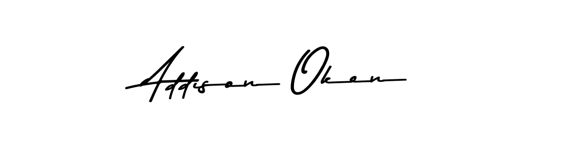 Make a beautiful signature design for name Addison Oken. With this signature (Asem Kandis PERSONAL USE) style, you can create a handwritten signature for free. Addison Oken signature style 9 images and pictures png