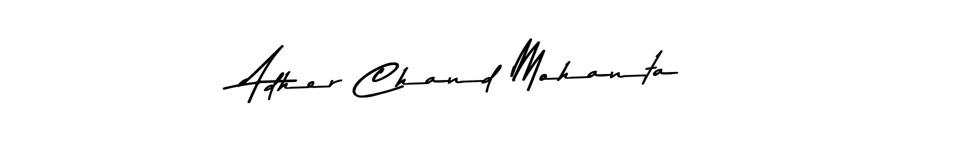 The best way (Asem Kandis PERSONAL USE) to make a short signature is to pick only two or three words in your name. The name Adher Chand Mohanta include a total of six letters. For converting this name. Adher Chand Mohanta signature style 9 images and pictures png