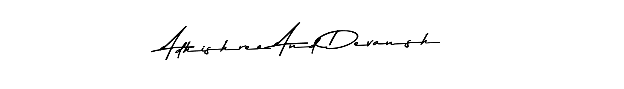 This is the best signature style for the Adhishree And Devansh name. Also you like these signature font (Asem Kandis PERSONAL USE). Mix name signature. Adhishree And Devansh signature style 9 images and pictures png