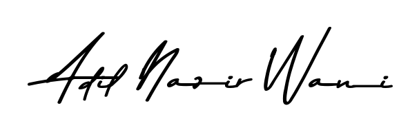 An effortless, minimalist signature concept for Adil Nazir Wani using Asem Kandis PERSONAL USE design. Clean lines that look great on any document. Adil Nazir Wani signature style 9 images and pictures png