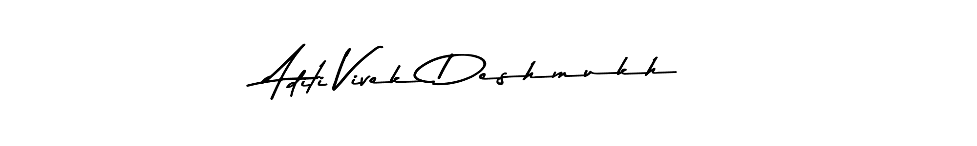 How to make Aditi Vivek Deshmukh name signature. Use Asem Kandis PERSONAL USE style for creating short signs online. This is the latest handwritten sign. Aditi Vivek Deshmukh signature style 9 images and pictures png