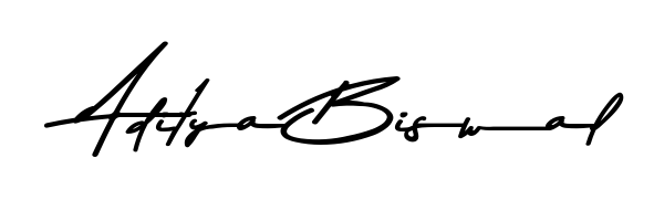 The Asem Kandis PERSONAL USE font transforms the name Aditya Biswal into an executive sign with sharp precision and distinguished character. Aditya Biswal signature style 9 images and pictures png