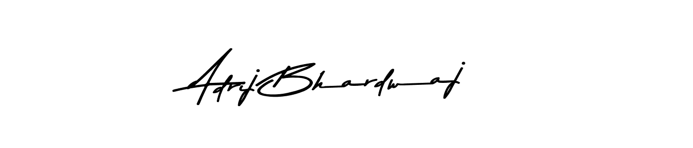 How to make Adrij Bhardwaj name signature. Use Asem Kandis PERSONAL USE style for creating short signs online. This is the latest handwritten sign. Adrij Bhardwaj signature style 9 images and pictures png