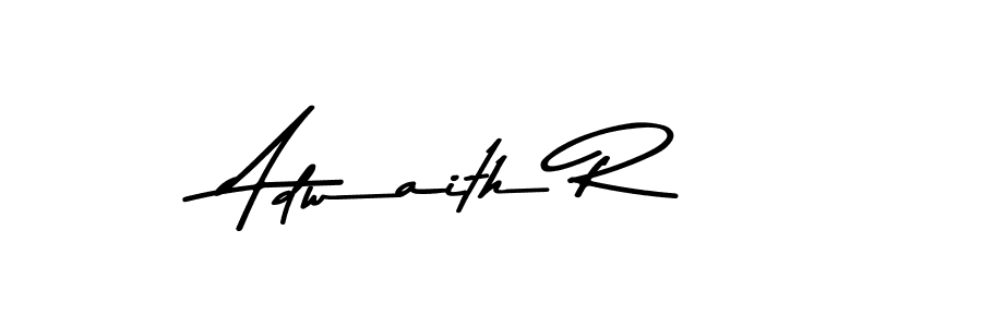 How to make Adwaith R name signature. Use Asem Kandis PERSONAL USE style for creating short signs online. This is the latest handwritten sign. Adwaith R signature style 9 images and pictures png