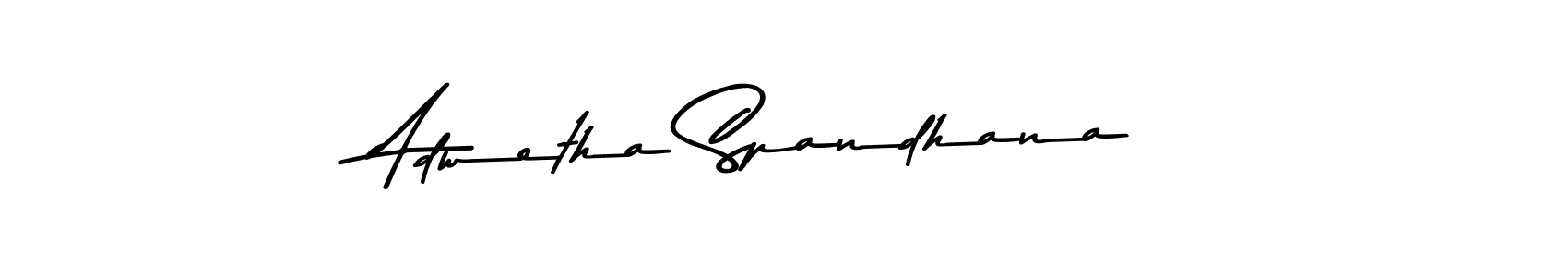 How to make Adwetha Spandhana name signature. Use Asem Kandis PERSONAL USE style for creating short signs online. This is the latest handwritten sign. Adwetha Spandhana signature style 9 images and pictures png