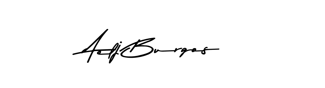 How to make Aelj Burgos name signature. Use Asem Kandis PERSONAL USE style for creating short signs online. This is the latest handwritten sign. Aelj Burgos signature style 9 images and pictures png