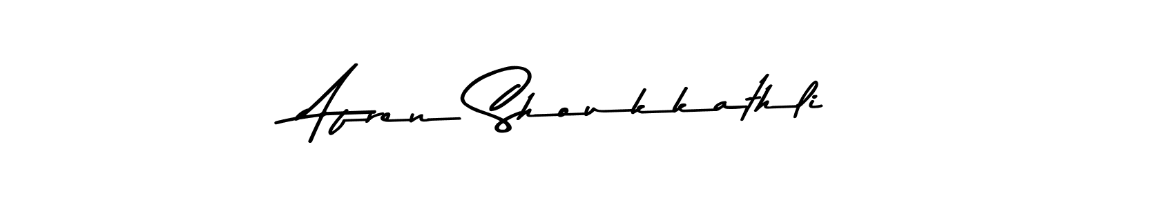 How to make Afren Shoukkathli name signature. Use Asem Kandis PERSONAL USE style for creating short signs online. This is the latest handwritten sign. Afren Shoukkathli signature style 9 images and pictures png