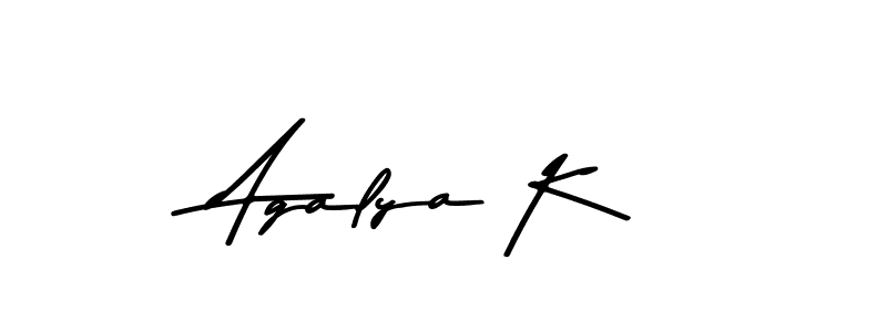 This is the best signature style for the Agalya K name. Also you like these signature font (Asem Kandis PERSONAL USE). Mix name signature. Agalya K signature style 9 images and pictures png