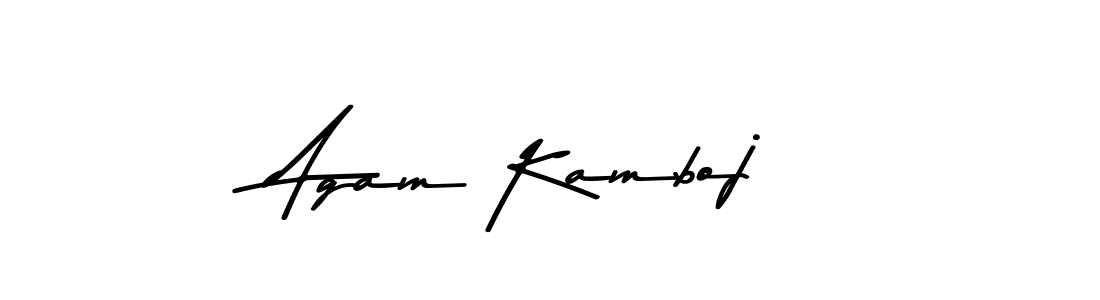 How to make Agam Kamboj name signature. Use Asem Kandis PERSONAL USE style for creating short signs online. This is the latest handwritten sign. Agam Kamboj signature style 9 images and pictures png