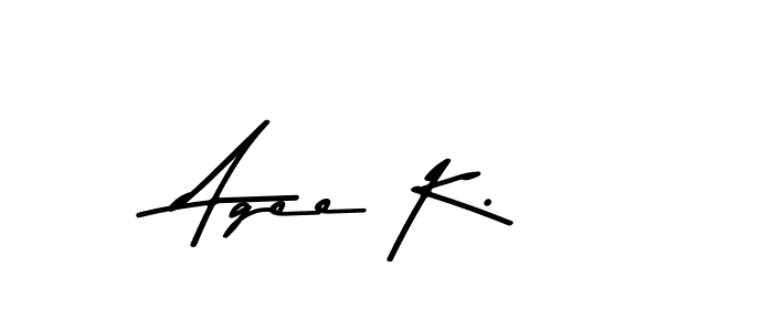 The best way (Asem Kandis PERSONAL USE) to make a short signature is to pick only two or three words in your name. The name Agee K. include a total of six letters. For converting this name. Agee K. signature style 9 images and pictures png