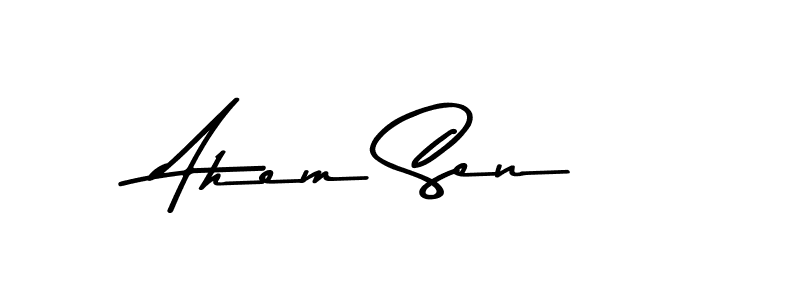 You should practise on your own different ways (Asem Kandis PERSONAL USE) to write your name (Ahem Sen) in signature. don't let someone else do it for you. Ahem Sen signature style 9 images and pictures png