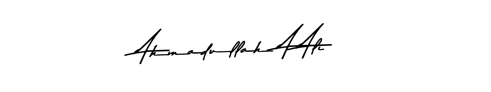 How to make Ahmadullah A Ali name signature. Use Asem Kandis PERSONAL USE style for creating short signs online. This is the latest handwritten sign. Ahmadullah A Ali signature style 9 images and pictures png