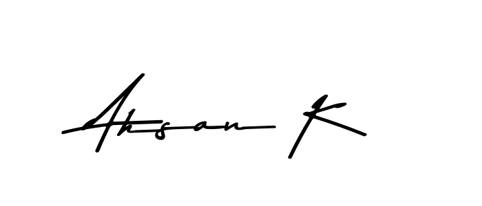 This is the best signature style for the Ahsan K name. Also you like these signature font (Asem Kandis PERSONAL USE). Mix name signature. Ahsan K signature style 9 images and pictures png