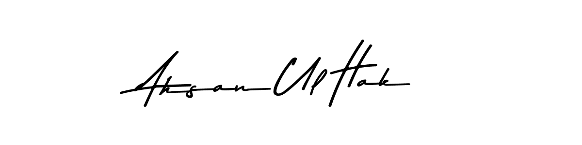 How to make Ahsan Ul Hak name signature. Use Asem Kandis PERSONAL USE style for creating short signs online. This is the latest handwritten sign. Ahsan Ul Hak signature style 9 images and pictures png
