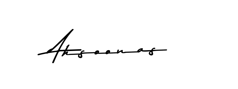 How to make Ahsoonas name signature. Use Asem Kandis PERSONAL USE style for creating short signs online. This is the latest handwritten sign. Ahsoonas signature style 9 images and pictures png