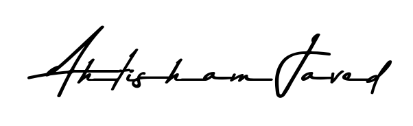 Get an exclusive digital autograph for Ahtisham Javed. The Asem Kandis PERSONAL USE typeface captures the charm of real penmanship on paper. Ahtisham Javed signature style 9 images and pictures png