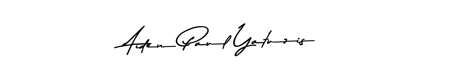 How to make Aiden Paul Yatuzis name signature. Use Asem Kandis PERSONAL USE style for creating short signs online. This is the latest handwritten sign. Aiden Paul Yatuzis signature style 9 images and pictures png