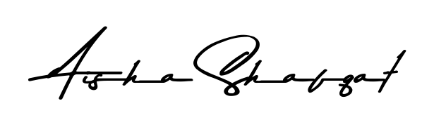 Similarly Asem Kandis PERSONAL USE is the best handwritten signature design. Signature creator online. You can use it as an online autograph creator for name Aisha Shafqat. Aisha Shafqat signature style 9 images and pictures png