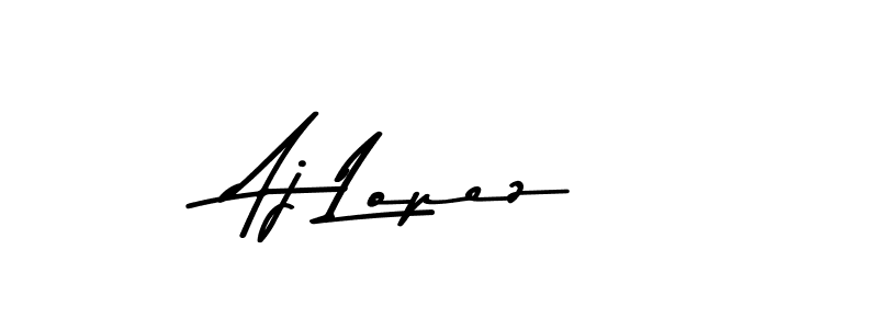 How to make Aj Lopez name signature. Use Asem Kandis PERSONAL USE style for creating short signs online. This is the latest handwritten sign. Aj Lopez signature style 9 images and pictures png