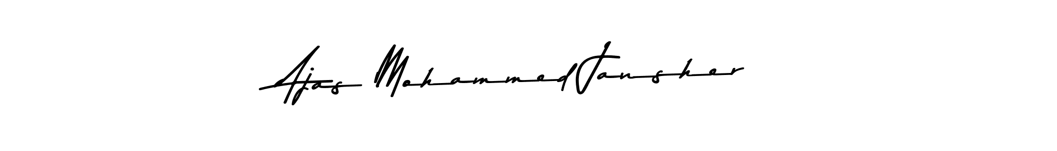 The best way (Asem Kandis PERSONAL USE) to make a short signature is to pick only two or three words in your name. The name Ajas Mohammed Jansher include a total of six letters. For converting this name. Ajas Mohammed Jansher signature style 9 images and pictures png