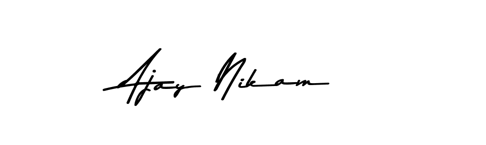 This is the best signature style for the Ajay Nikam name. Also you like these signature font (Asem Kandis PERSONAL USE). Mix name signature. Ajay Nikam signature style 9 images and pictures png