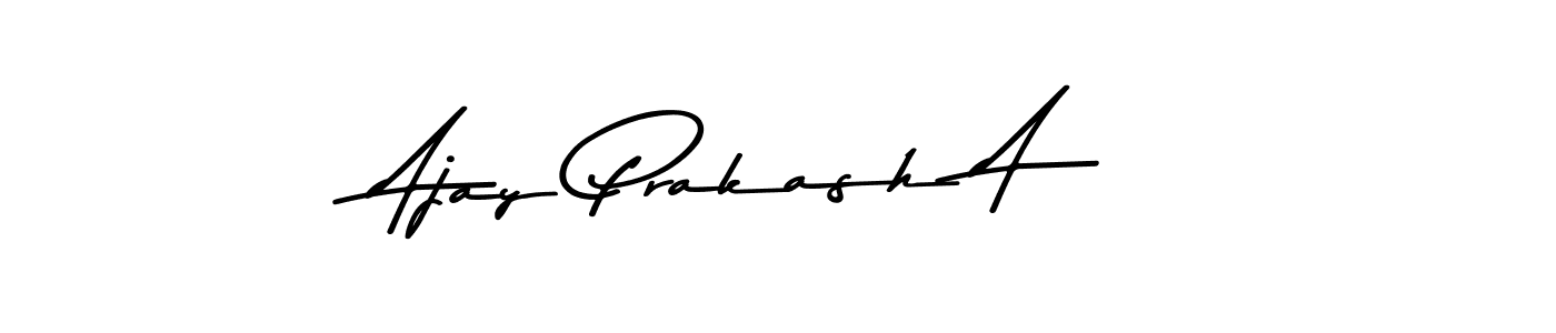 How to make Ajay Prakash A name signature. Use Asem Kandis PERSONAL USE style for creating short signs online. This is the latest handwritten sign. Ajay Prakash A signature style 9 images and pictures png