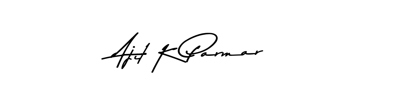 How to make Ajit K Parmar name signature. Use Asem Kandis PERSONAL USE style for creating short signs online. This is the latest handwritten sign. Ajit K Parmar signature style 9 images and pictures png