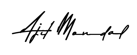 You can use this online signature creator to create a handwritten signature for the name Ajit Mondal. This is the best online autograph maker. Ajit Mondal signature style 9 images and pictures png