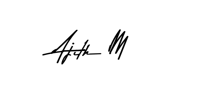 How to make Ajith M name signature. Use Asem Kandis PERSONAL USE style for creating short signs online. This is the latest handwritten sign. Ajith M signature style 9 images and pictures png