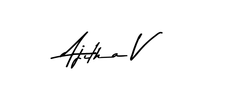 Make a beautiful signature design for name Ajitha V. With this signature (Asem Kandis PERSONAL USE) style, you can create a handwritten signature for free. Ajitha V signature style 9 images and pictures png
