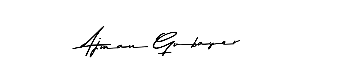 How to make Ajman Gubayer name signature. Use Asem Kandis PERSONAL USE style for creating short signs online. This is the latest handwritten sign. Ajman Gubayer signature style 9 images and pictures png