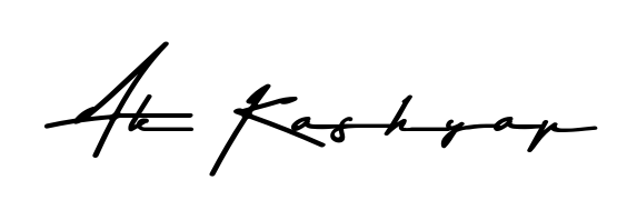 Discover how Ak Kashyap looks in an executive cursive font (Asem Kandis PERSONAL USE). Perfect for legal documents, invoices, and certificates. Ak Kashyap signature style 9 images and pictures png