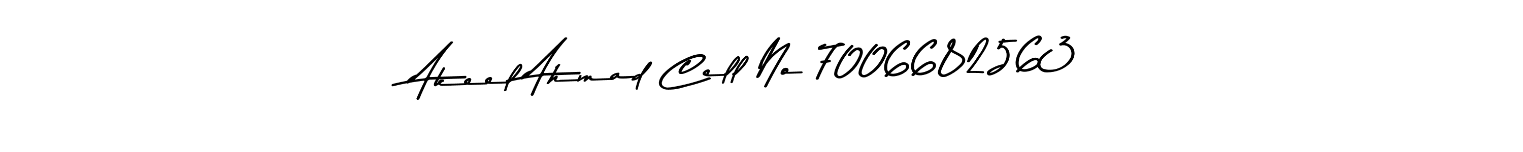 The best way (Asem Kandis PERSONAL USE) to make a short signature is to pick only two or three words in your name. The name Akeel Ahmad Cell No 7006682563 include a total of six letters. For converting this name. Akeel Ahmad Cell No 7006682563 signature style 9 images and pictures png