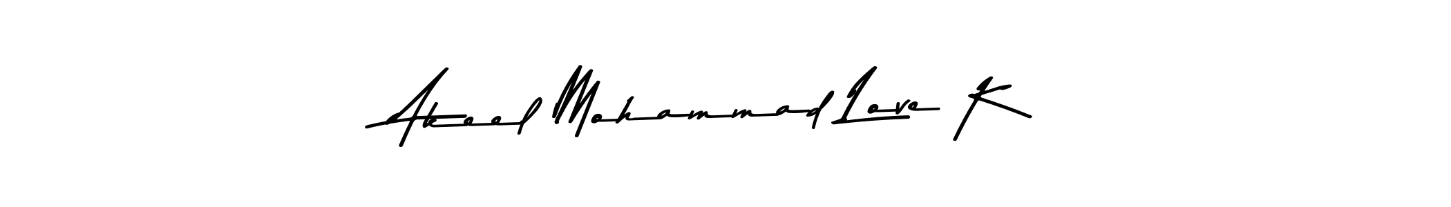 Create a beautiful signature design for name Akeel Mohammad Love K. With this signature (Asem Kandis PERSONAL USE) fonts, you can make a handwritten signature for free. Akeel Mohammad Love K signature style 9 images and pictures png