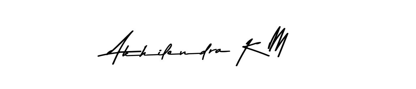 Create a beautiful signature design for name Akhilendra K M. With this signature (Asem Kandis PERSONAL USE) fonts, you can make a handwritten signature for free. Akhilendra K M signature style 9 images and pictures png