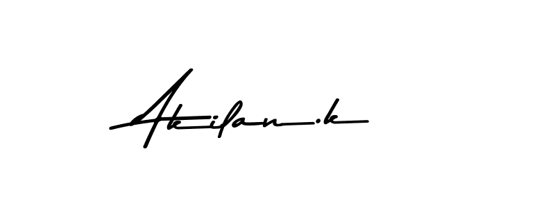 How to make Akilan.k name signature. Use Asem Kandis PERSONAL USE style for creating short signs online. This is the latest handwritten sign. Akilan.k signature style 9 images and pictures png