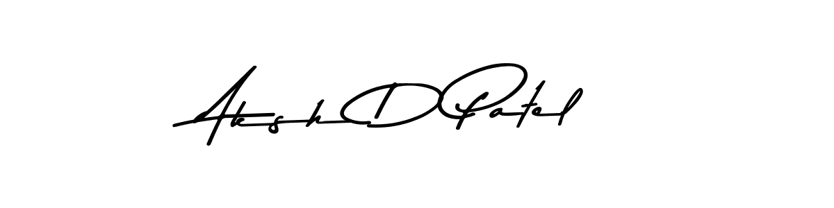 How to make Aksh D Patel name signature. Use Asem Kandis PERSONAL USE style for creating short signs online. This is the latest handwritten sign. Aksh D Patel signature style 9 images and pictures png